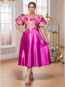 Plus Size A Line Midi Jacquard Dress