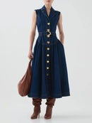 Single Breasted Cowboy Denim Dresses