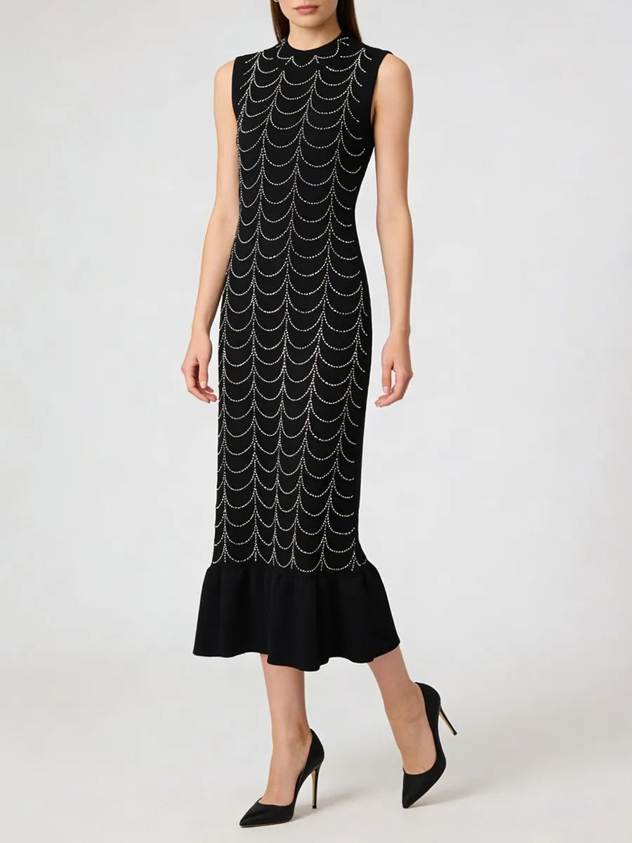 Minimalist Spliced Hot Fix Fashion Dresses
