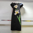 3D Black Flower Dress