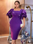 Plus Size Elegant Purple Beaded Dress