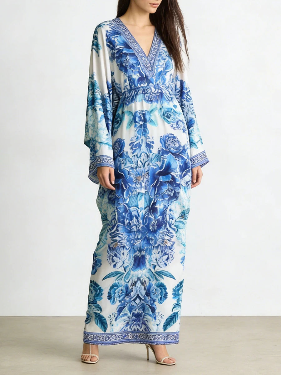 Loose Printing Draped Casual Dresses