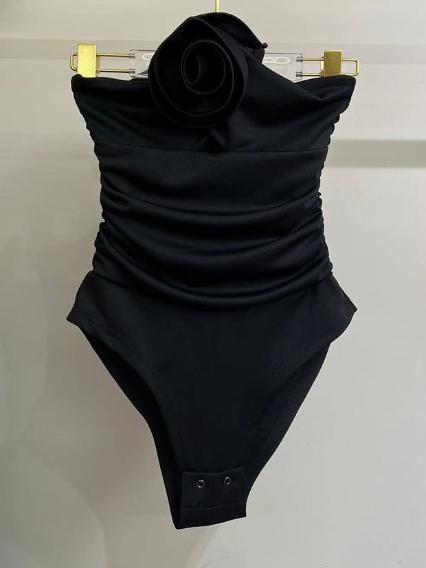 Elegant Spliced Floral Bodysuits