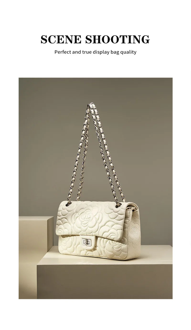 Camellia Pattern Chain Crossbody Bags