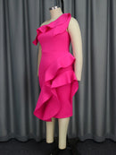 Plus Size Fuchsia One Shoulder