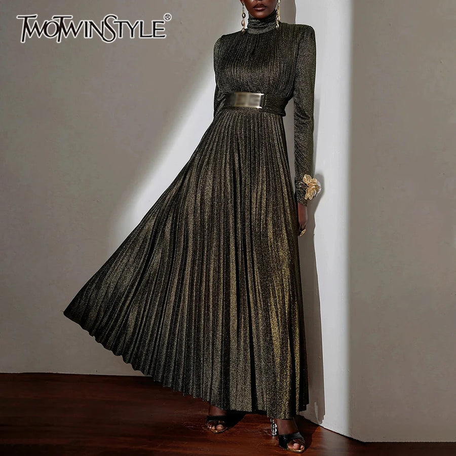 Spliced Belt Temperament Dresses