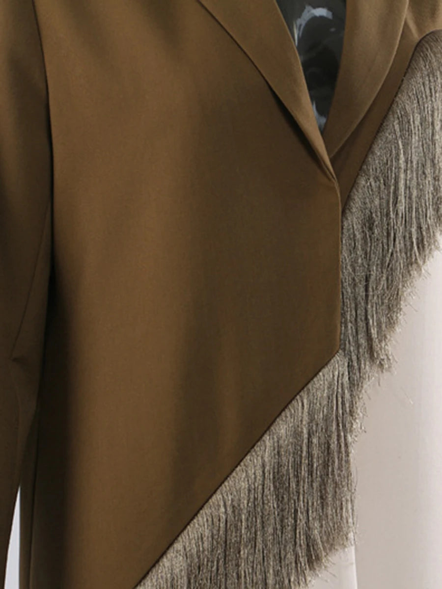 Hit Color Loose Tassels Coats