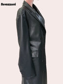 Long Leather Trench Coat