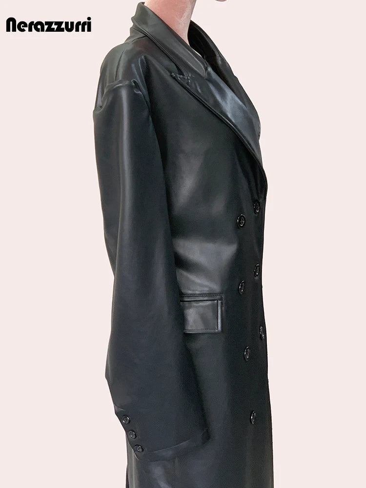 Long Leather Trench Coat