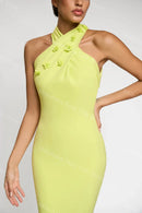 Halter Floral Appliqués Dresses