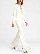 Hollow Out Spliced Bead Minimalist Jumpsuit