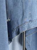 Denim Lapel Batwing Sleeve Coat