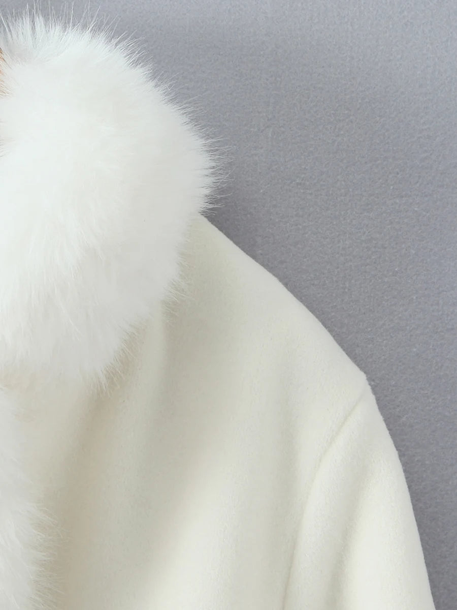 Solid Loose Spliced Fluff Elegant Jackets