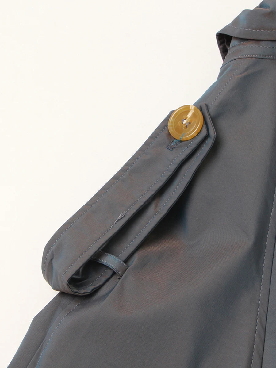 Color Spliced Buttons Temperament Trench Coat