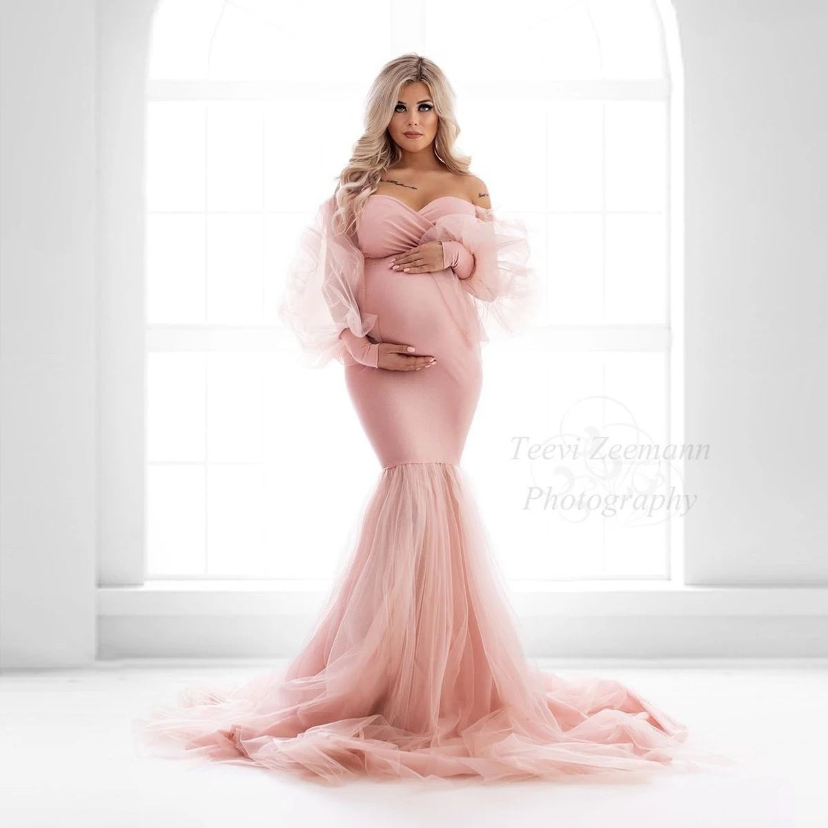 Mesh Rose Maternity Gown
