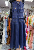 Patchwork Pockets Denim Dress