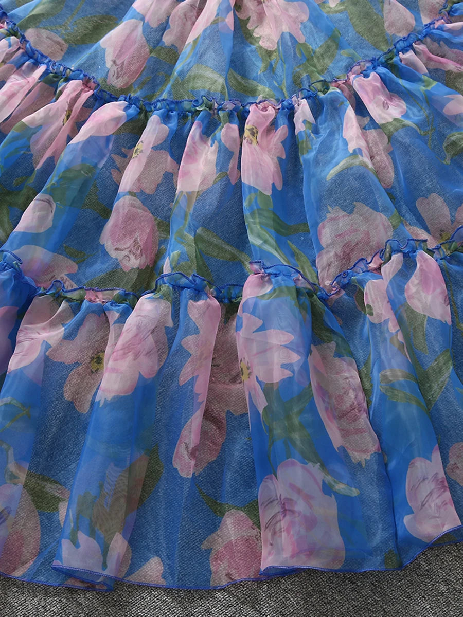 Color block Printing A Line Skirts
