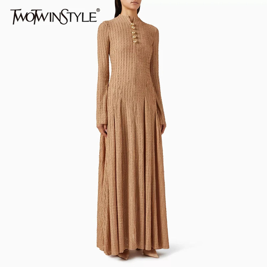 Spliced Metal Buttons Design Dresses