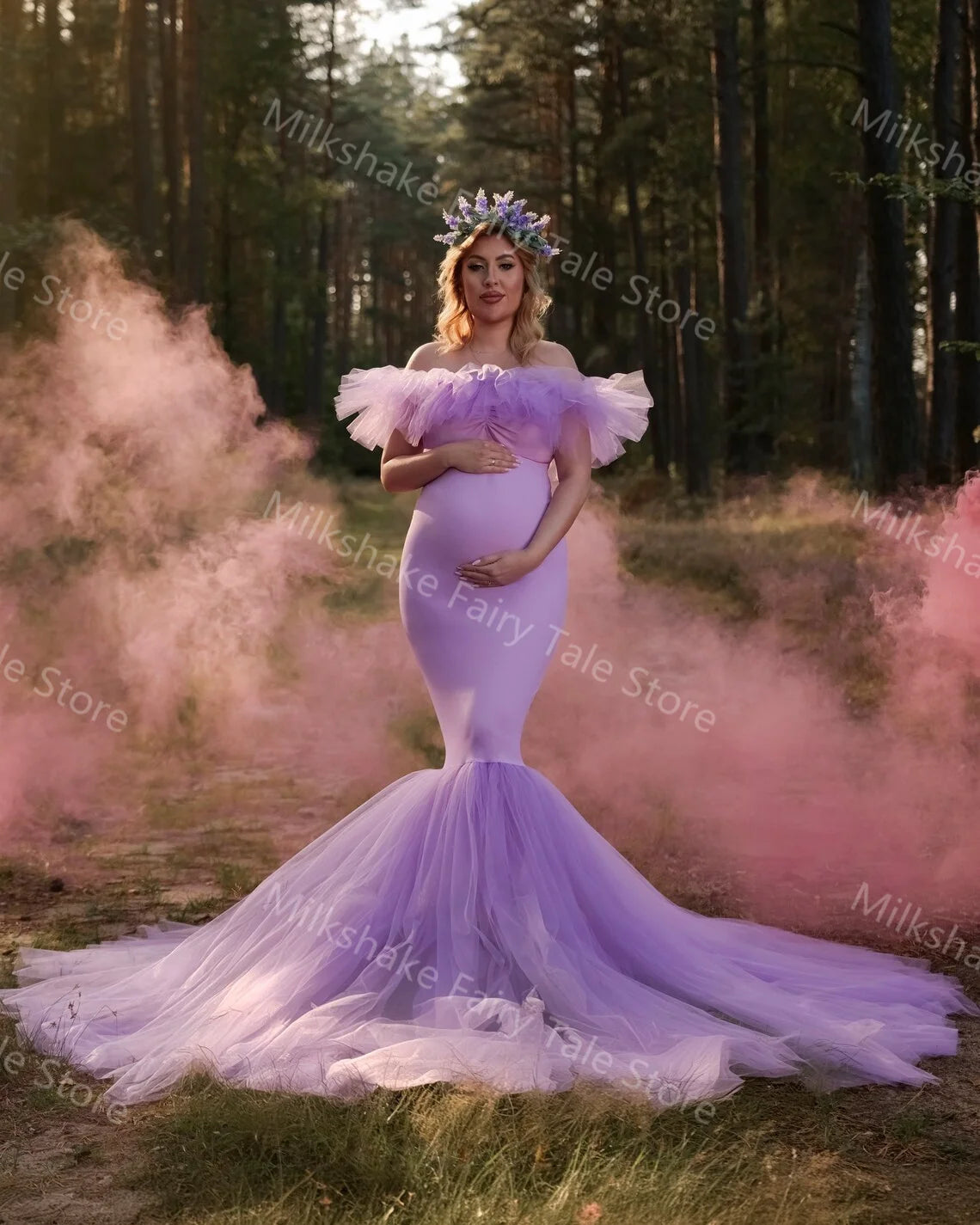 Mermaid Maternity Gown Off Shoulder Dress