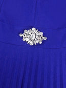 Plus Size Sheer Puff Sleeves with Rhinestone Dress