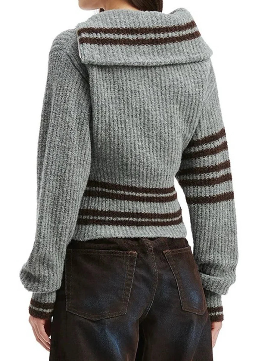 Striped Zipper Sweaters
