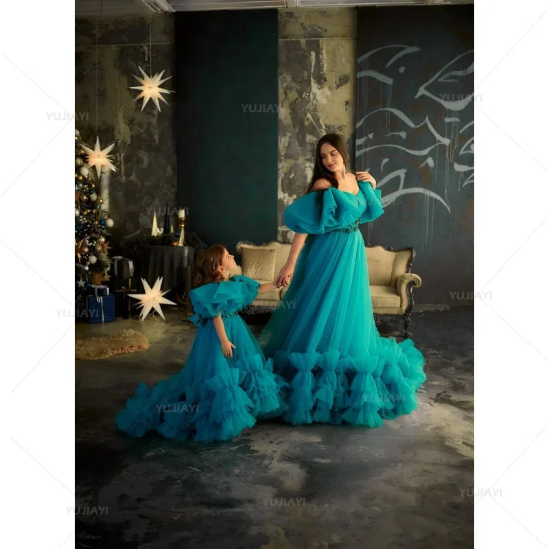 Tulle Gown Mother and Daughter Matching Dresses