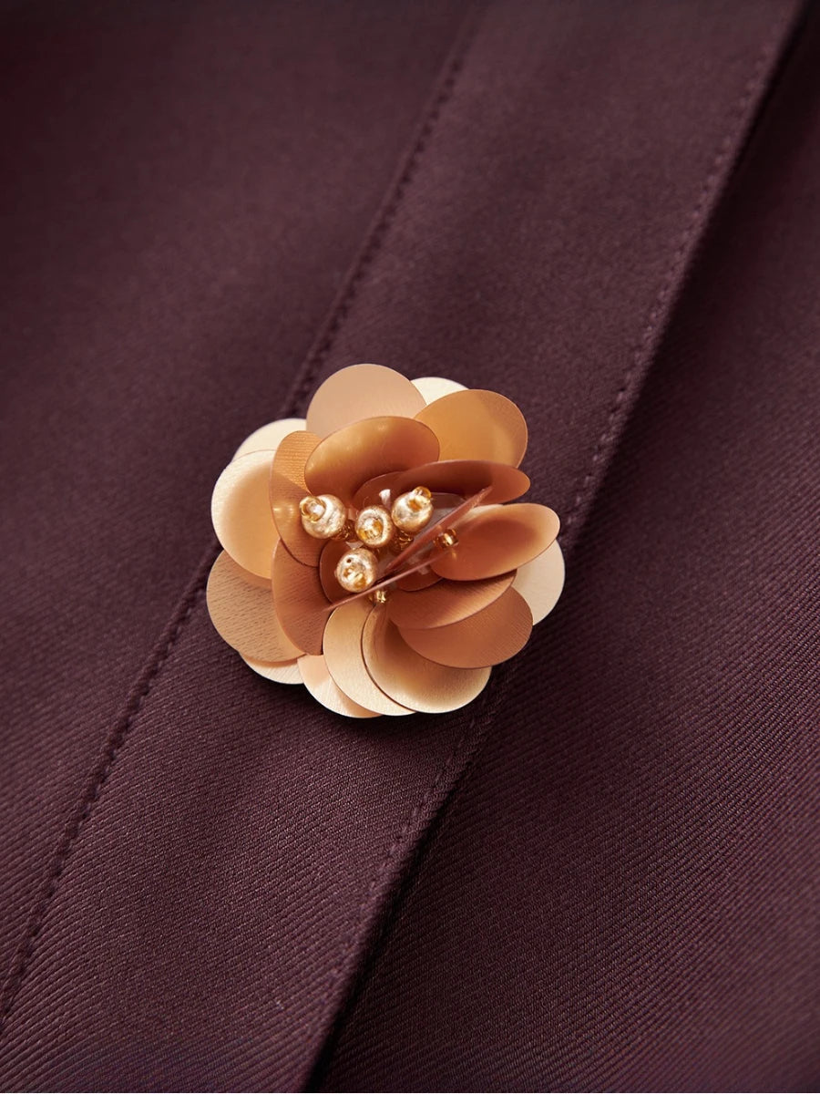 Solid Spliced 3D Buttons Dresses