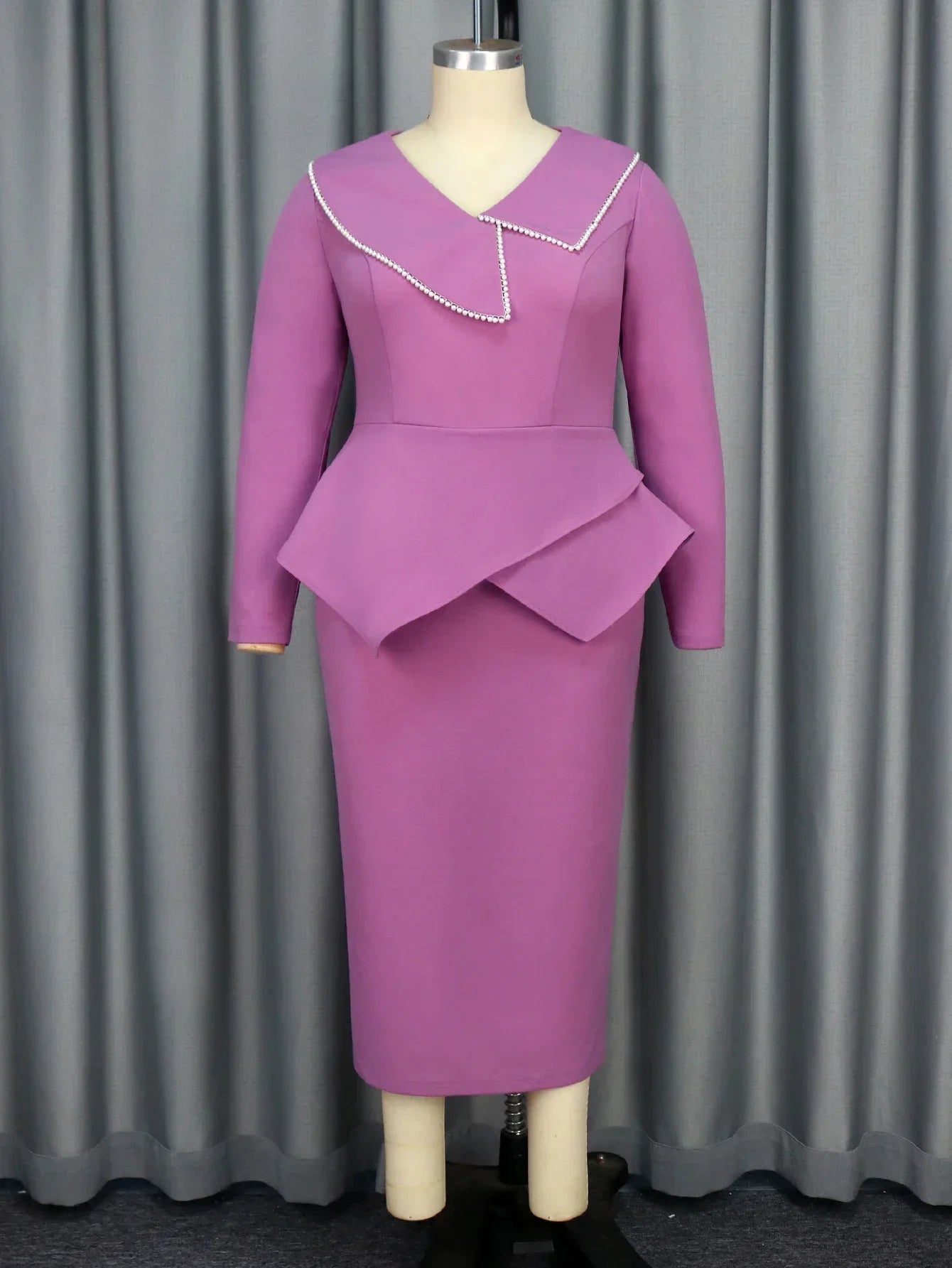 Plus Size Purple Evening Midi Dress