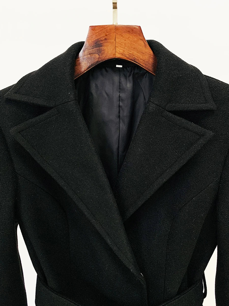 Spliced Belts Minimalist Coats