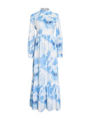 Printing Spliced Shirring Slimming Dresses
