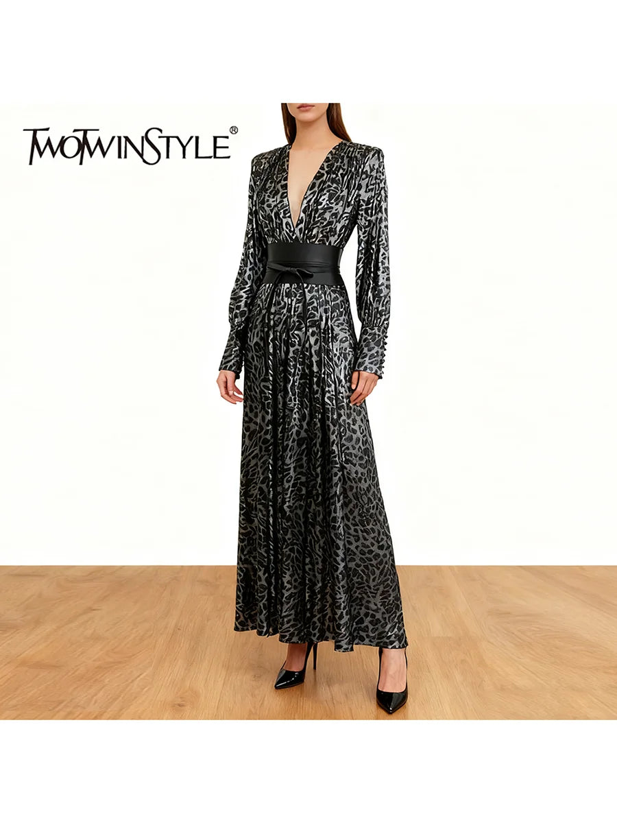 Leopard Spliced Bowknot Dresses