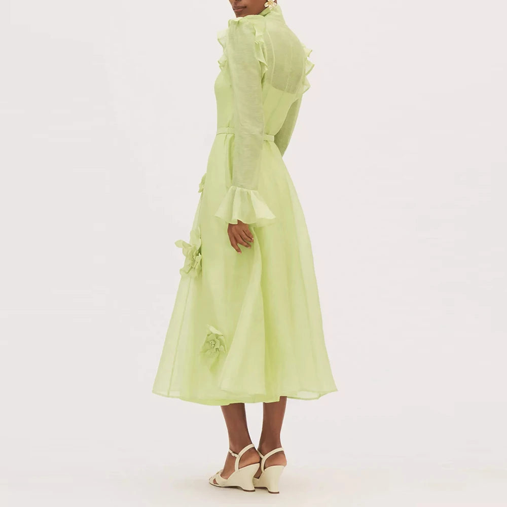 Spliced 3D Flower Dresses