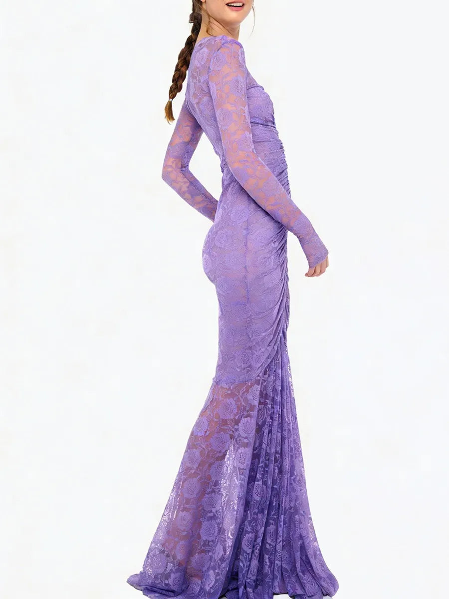 Sheer Spliced Lace Dresses