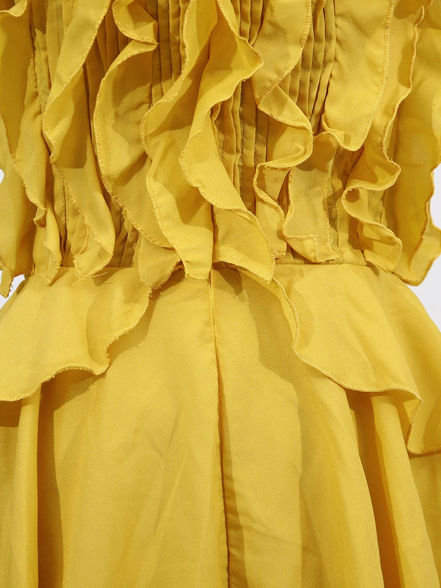 Spliced Ruffles Folds  Dresses
