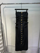 Solid Slimming Spliced Buttons Dresses