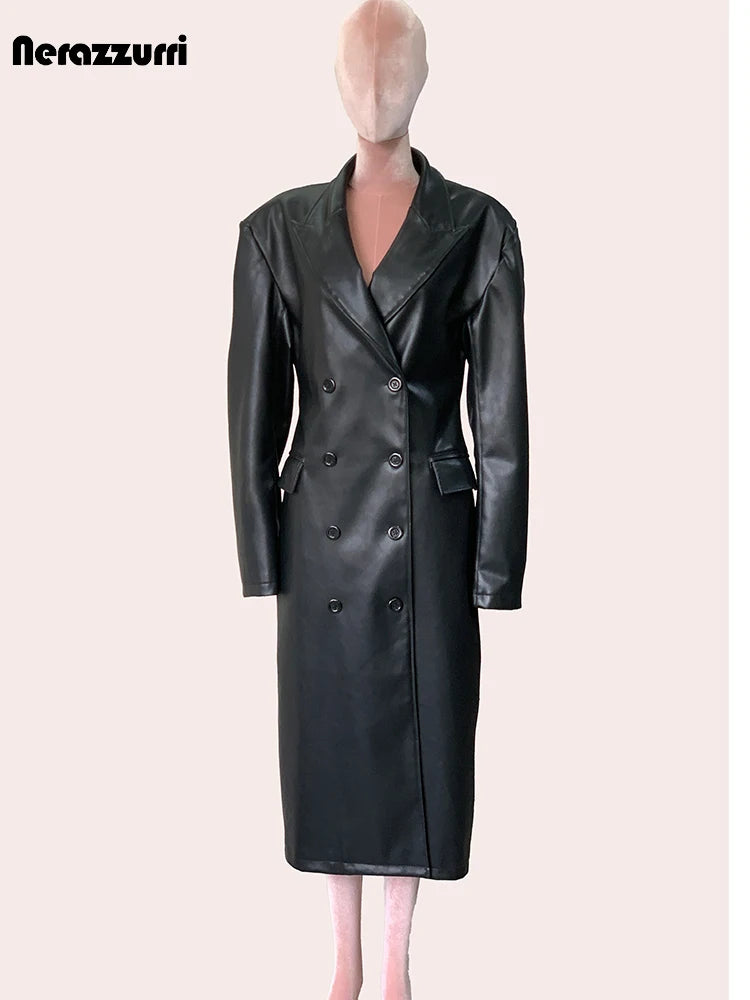 Long Leather Trench Coat