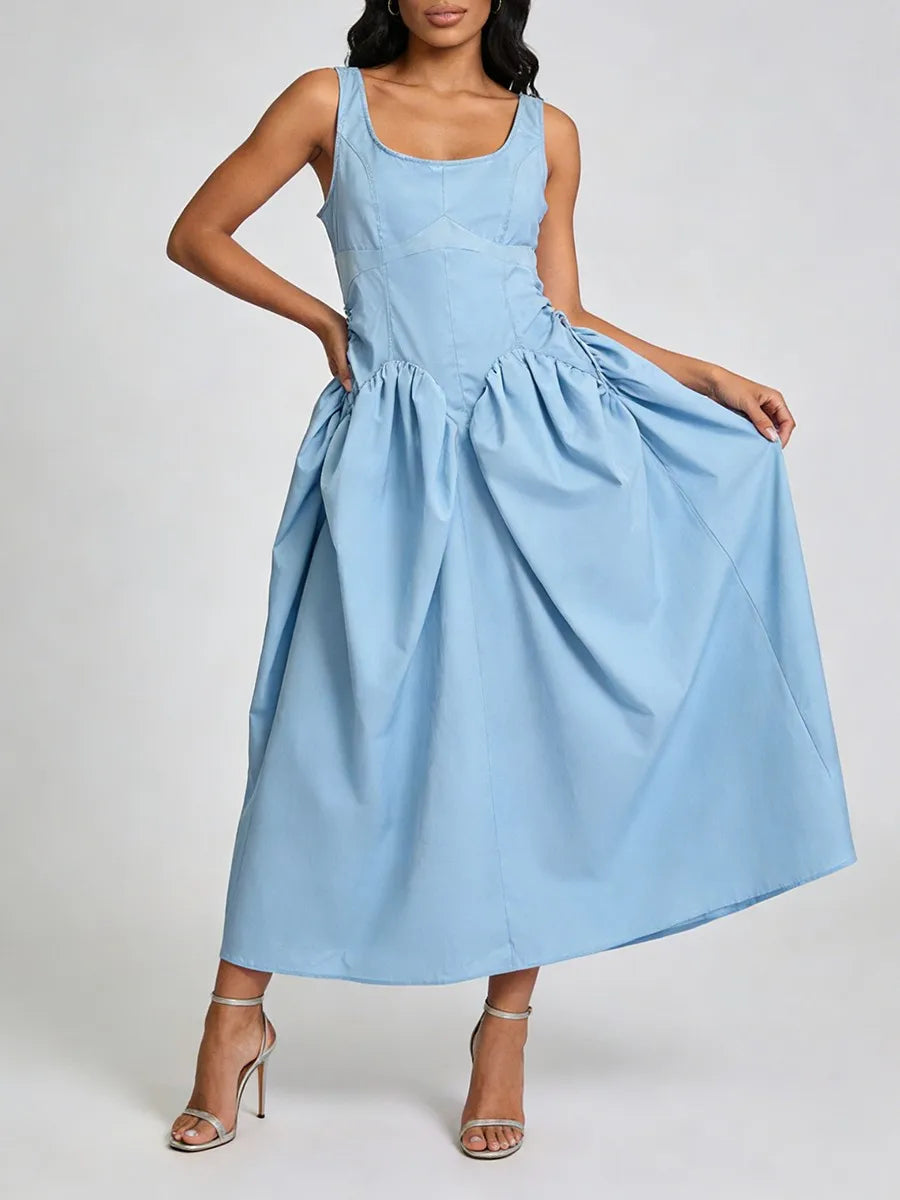 Solid Slimming Spliced Dress