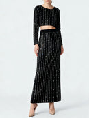 Beaded Two Piece Dress Set