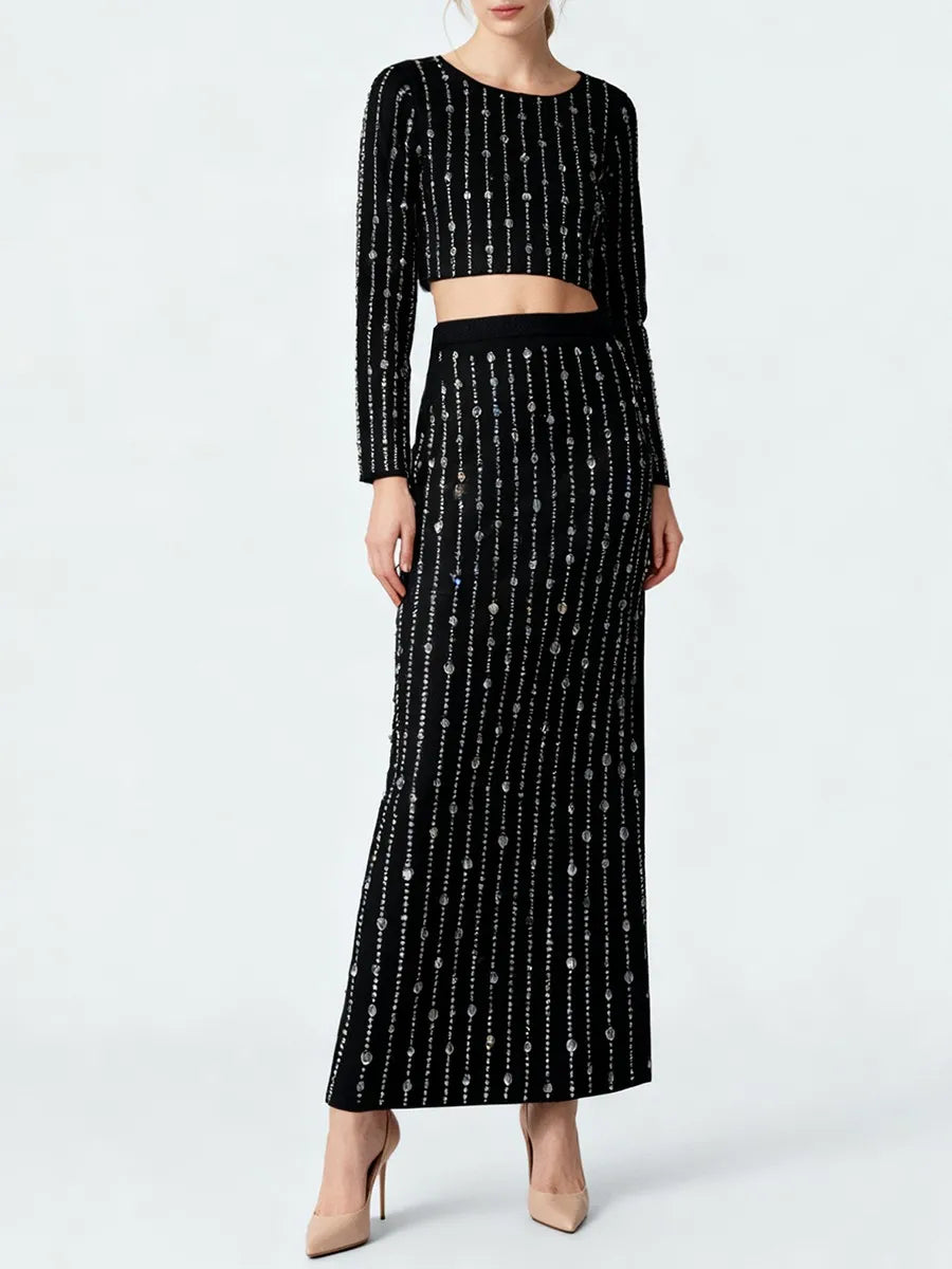 Beaded Two Piece Dress Set