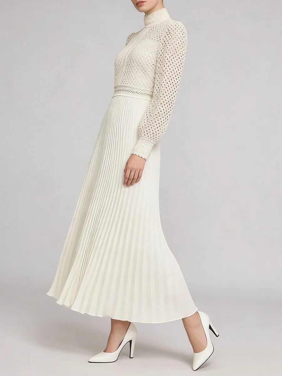 Hollow Out Spliced Embroidery Dresses