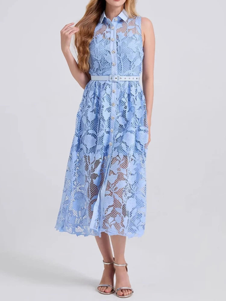 Solid Hollow Out Dresses