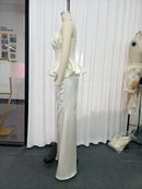 Solid Spliced Pleated Dresses