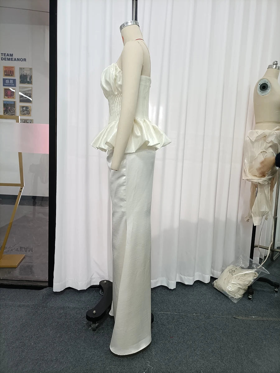 Solid Spliced Pleated Dresses