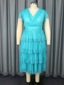 Plus Size Women Mesh Midi Sequin Dress