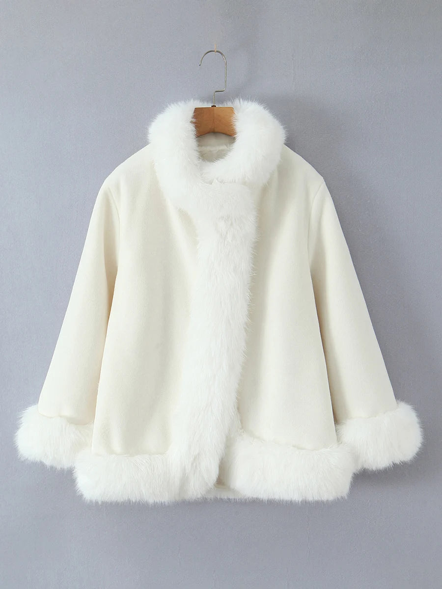 Solid Loose Spliced Fluff Elegant Jackets