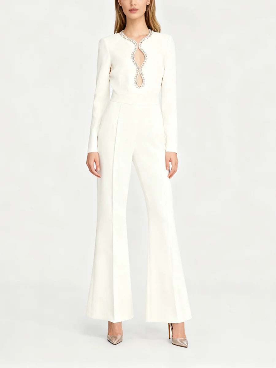 Hollow Out Spliced Bead Minimalist Jumpsuit