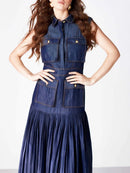 Patchwork Pockets Denim Dress