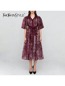 Loose Spliced Lace Up Dresses