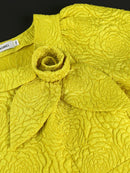 Plus Size Yellow Jacquard A-Line Dress Flower