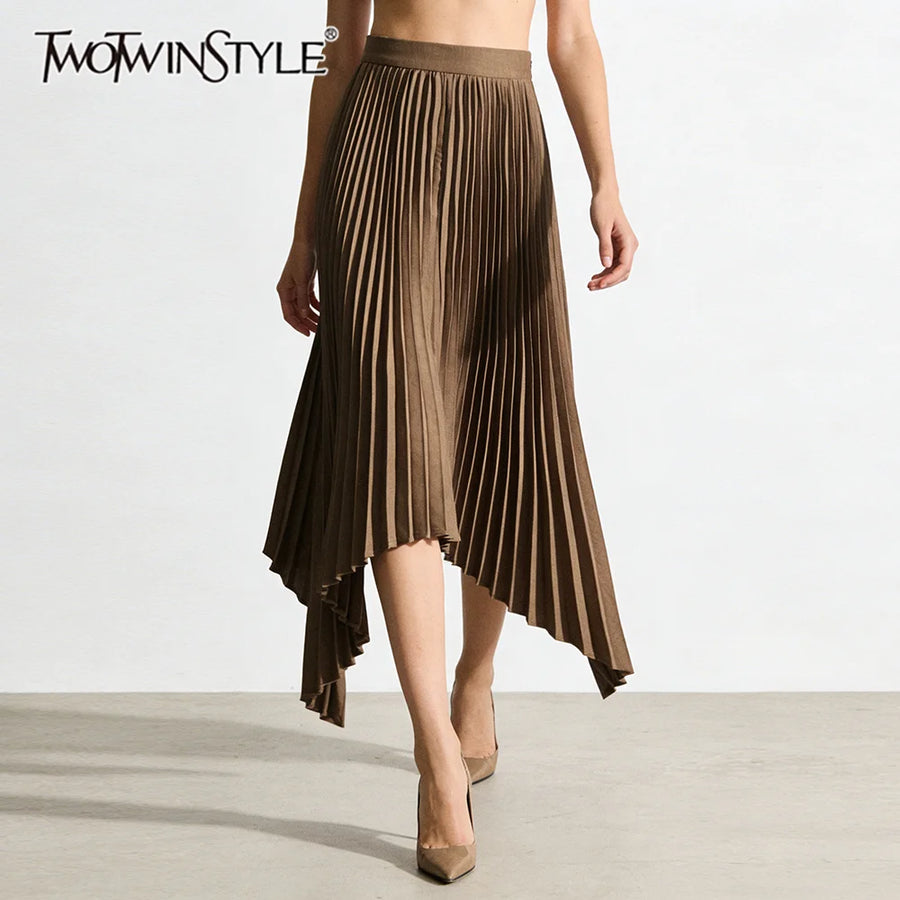 Khaki Loose Irregular Skirt (skirt only)